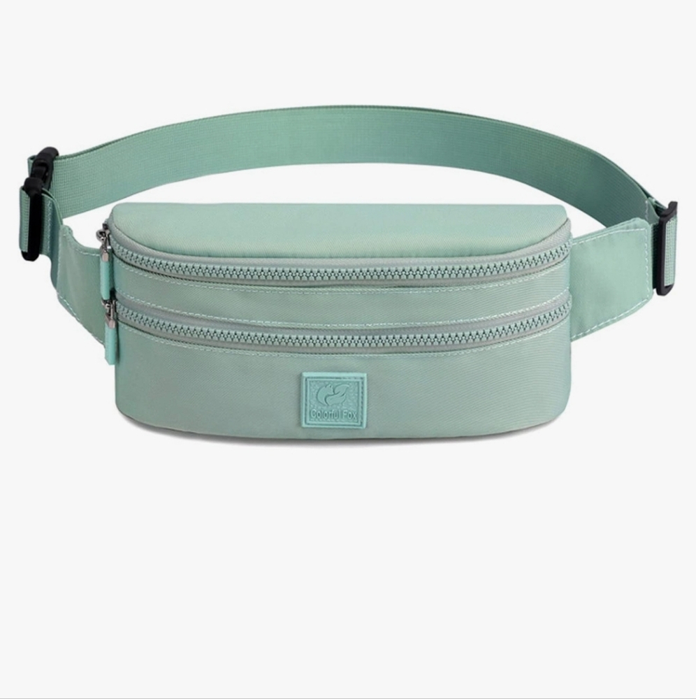 Colorful Fox Fanny Pack in Sage Green